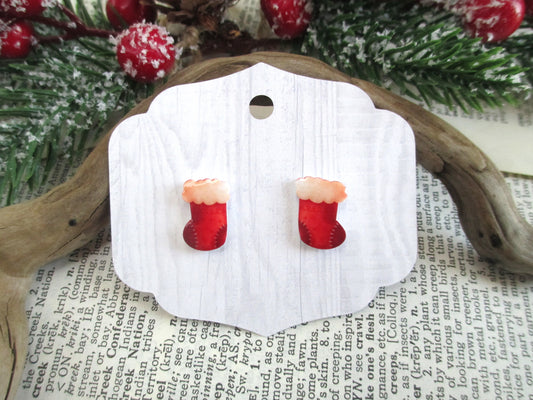 Red Christmas Stocking Earrings