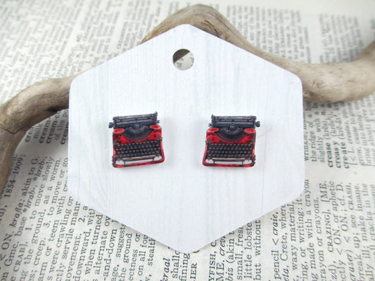 Red Typewriter Earrings