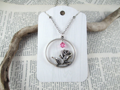 Beauty and the Beast Rose Necklace