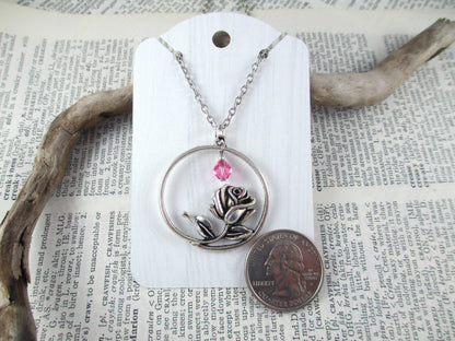 Beauty and the Beast Rose Necklace