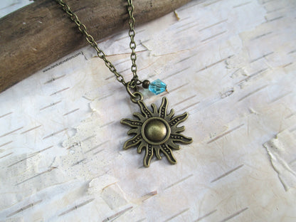 Rapunzel Bronze Sun Charm Necklace