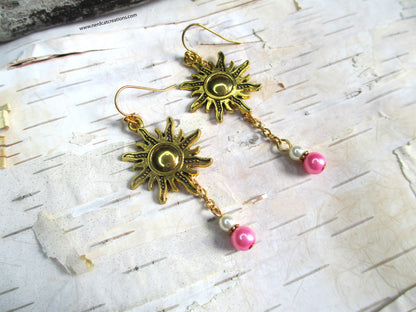 Rapunzel Gold Sun Charm Earrings