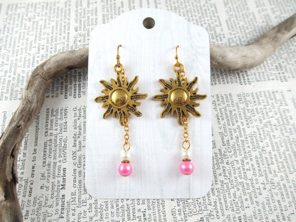 Rapunzel Gold Sun Charm Earrings