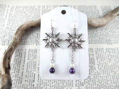 Rapunzel Silver Sun Charm Earrings