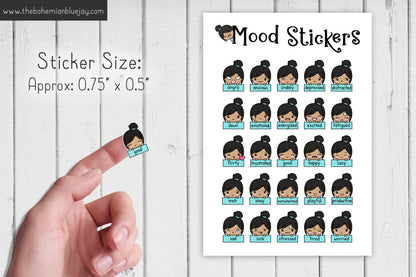 Chibi Girl Mood Tracker Stickers