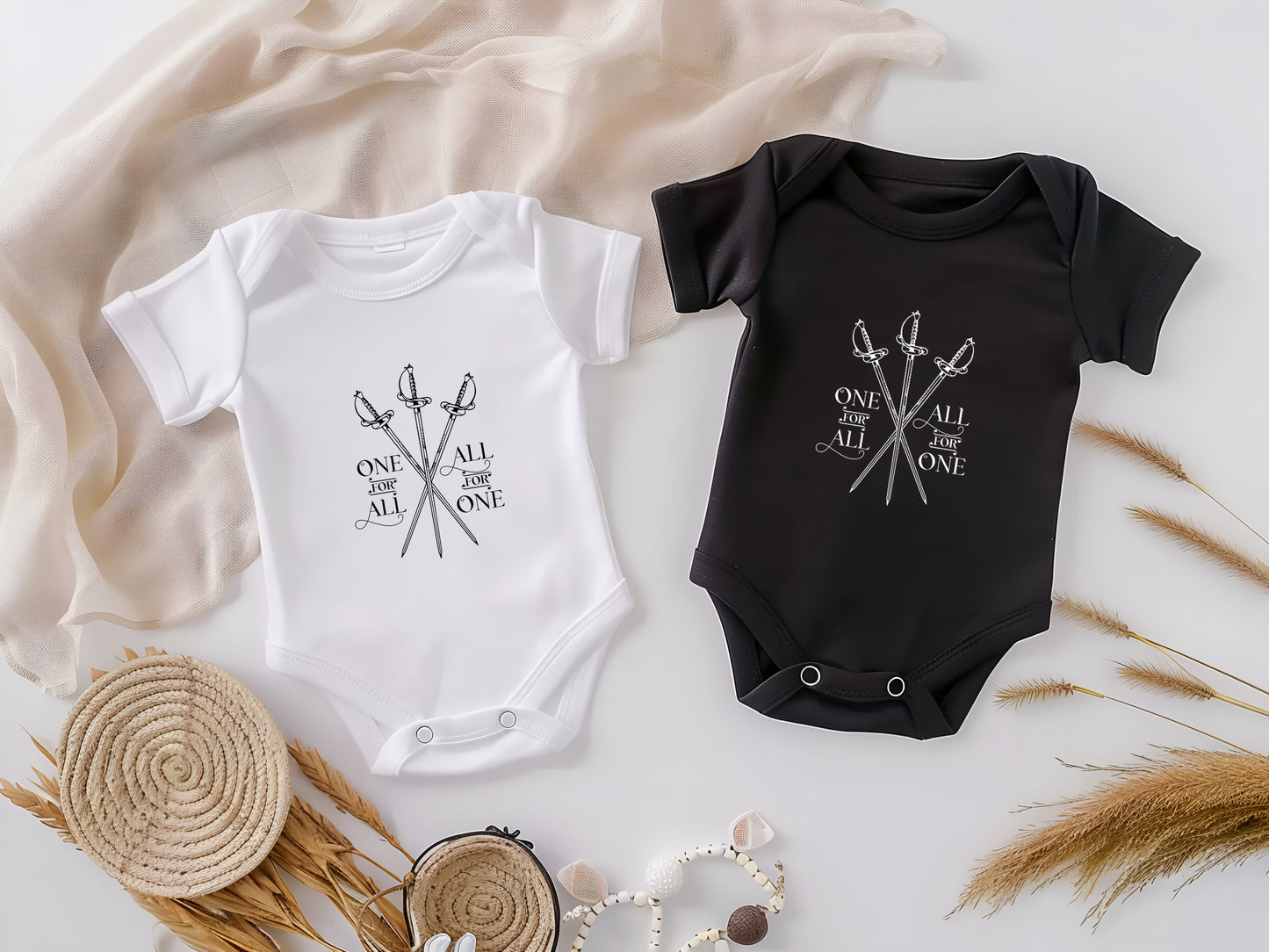 One for All, All for One Musketeers Baby Bodysuit