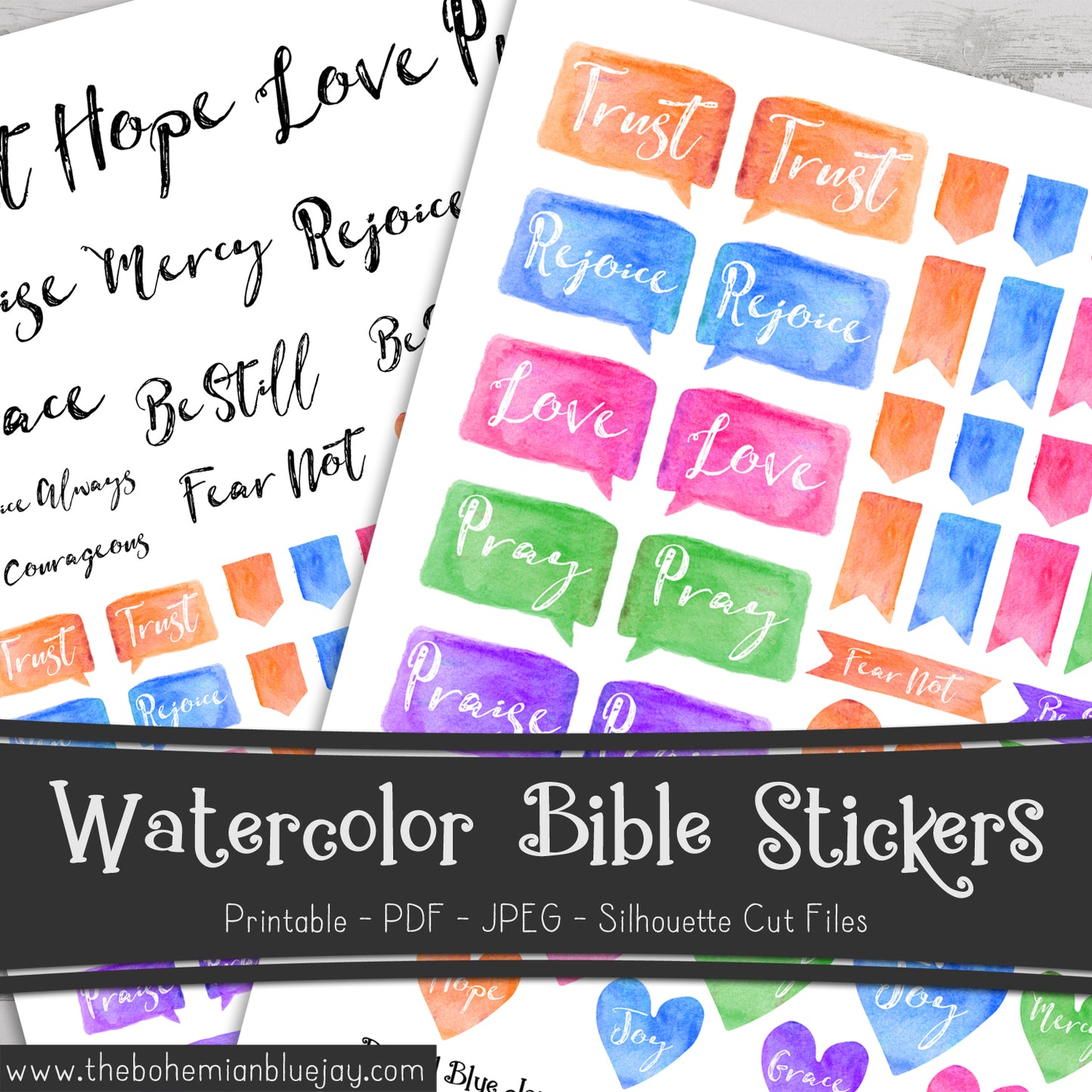 Printable Watercolor Bible Journaling Stickers