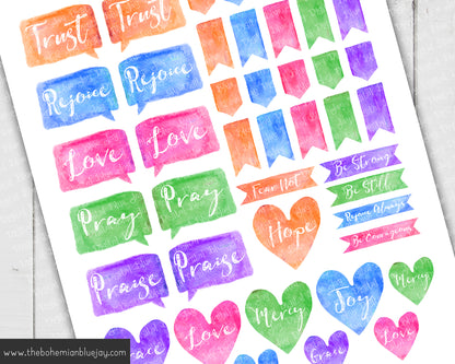 Printable Watercolor Bible Journaling Stickers