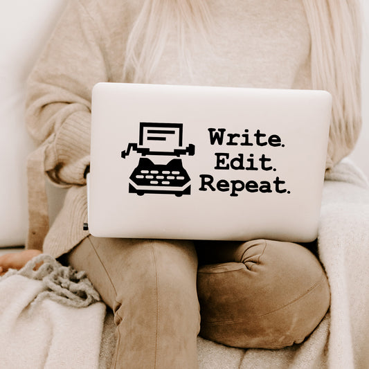 Write. Edit. Repeat. Typewriter Decal