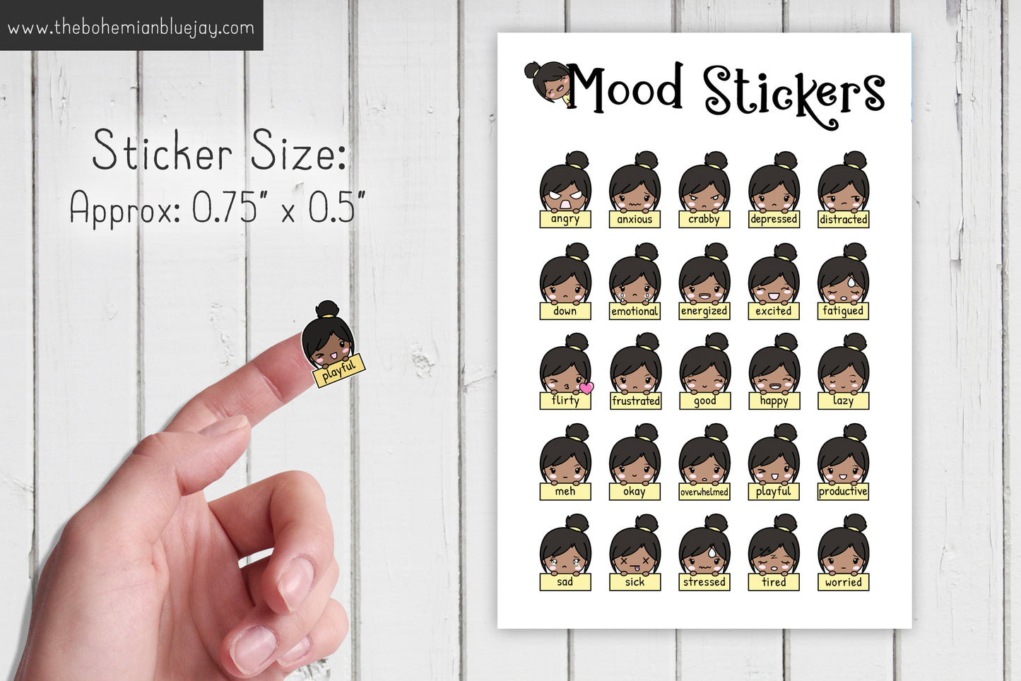 Chibi Girl Mood Tracker Stickers