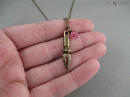 Bronze Pen Nib Necklace