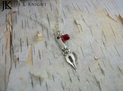 Silver Pen Nib Charm Necklace