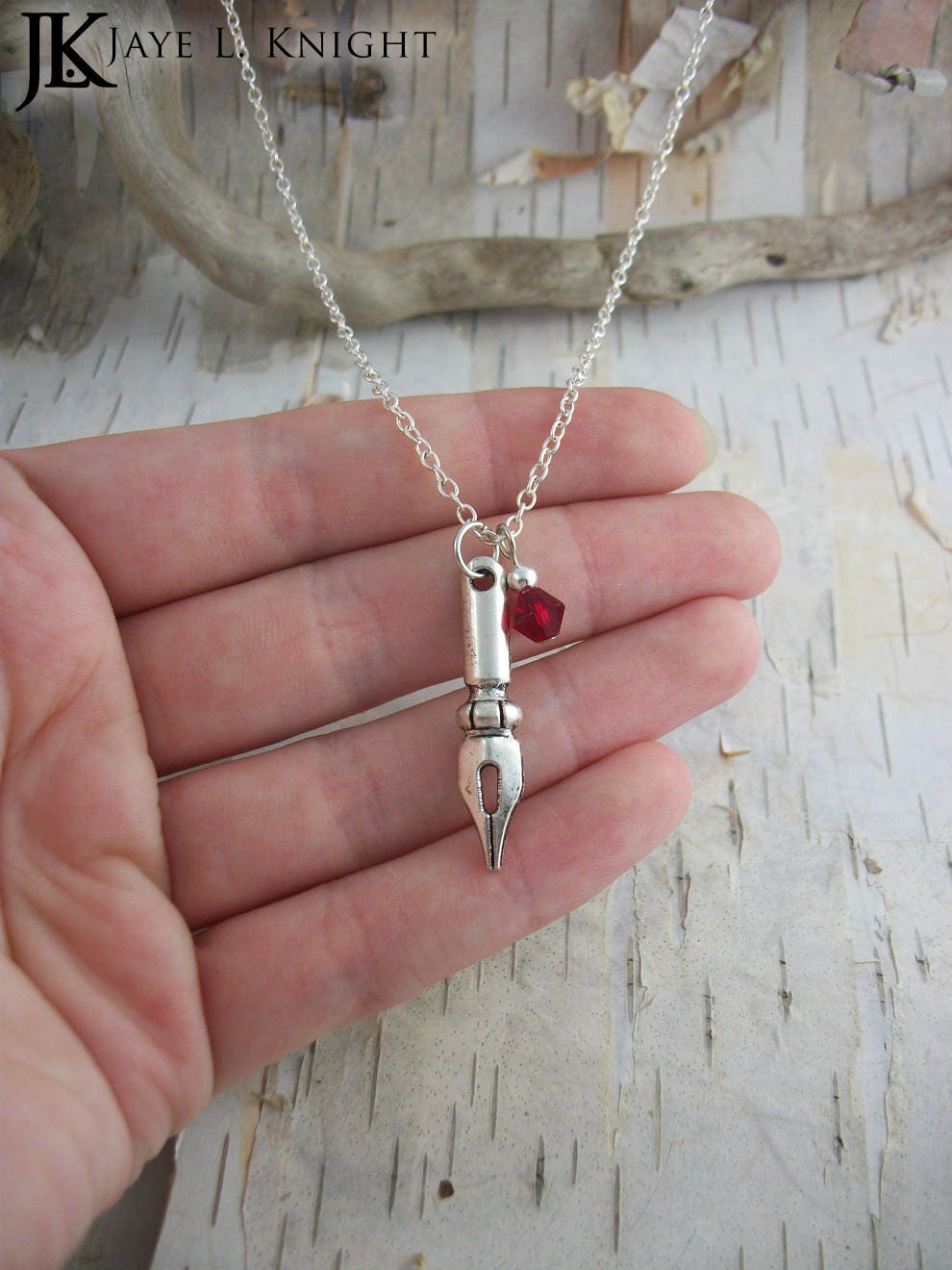 Silver Pen Nib Charm Necklace