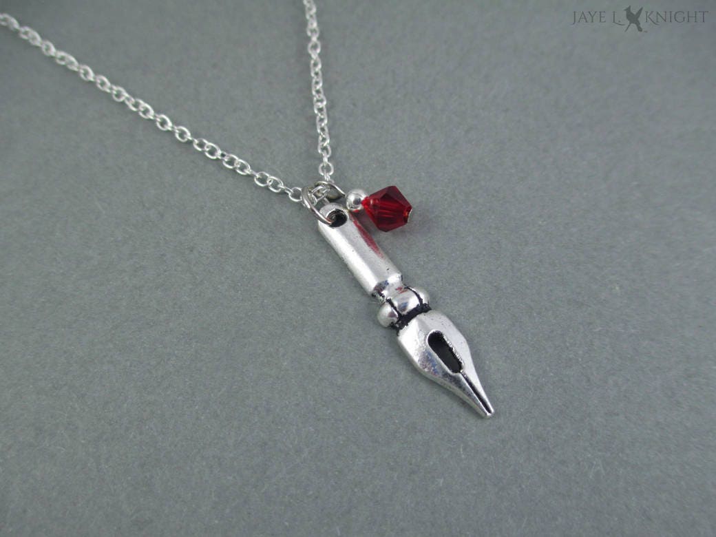 Silver Pen Nib Charm Necklace