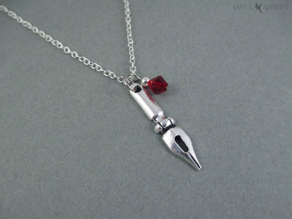 Silver Pen Nib Charm Necklace